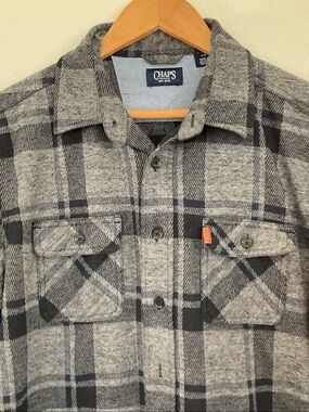 Chaps Gray and Black Plaid Lightweight Shirt Jacket